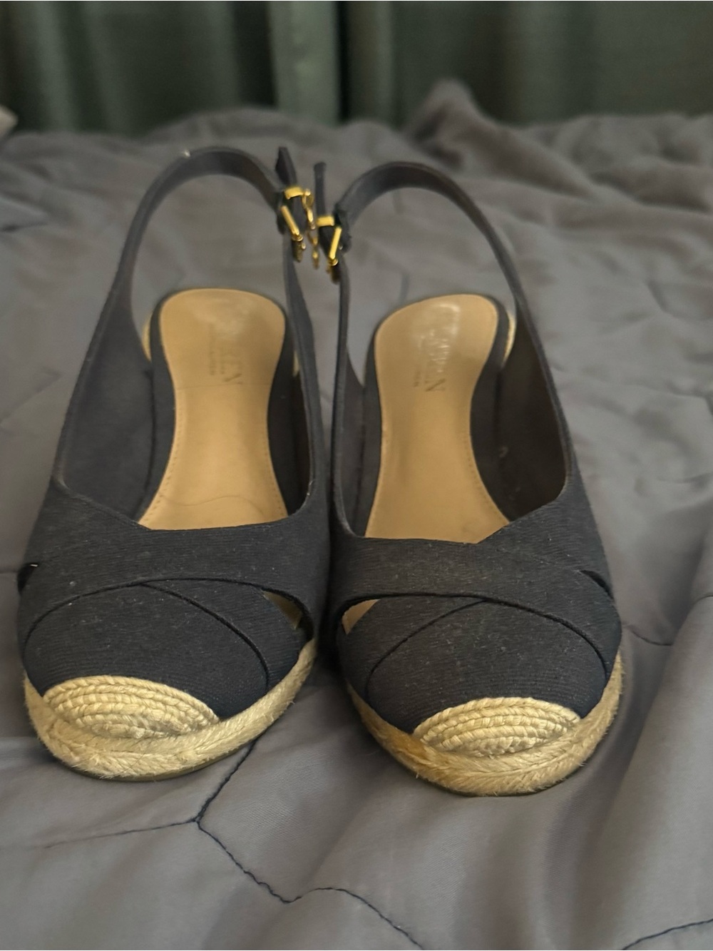 Ralph Lauren Black Espadrille Slingback Wedges